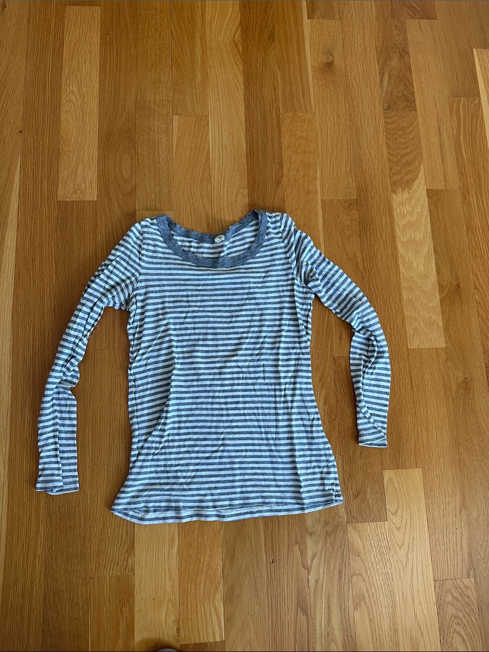 J. Crew Gray & White Striped Long Sleeve Tee